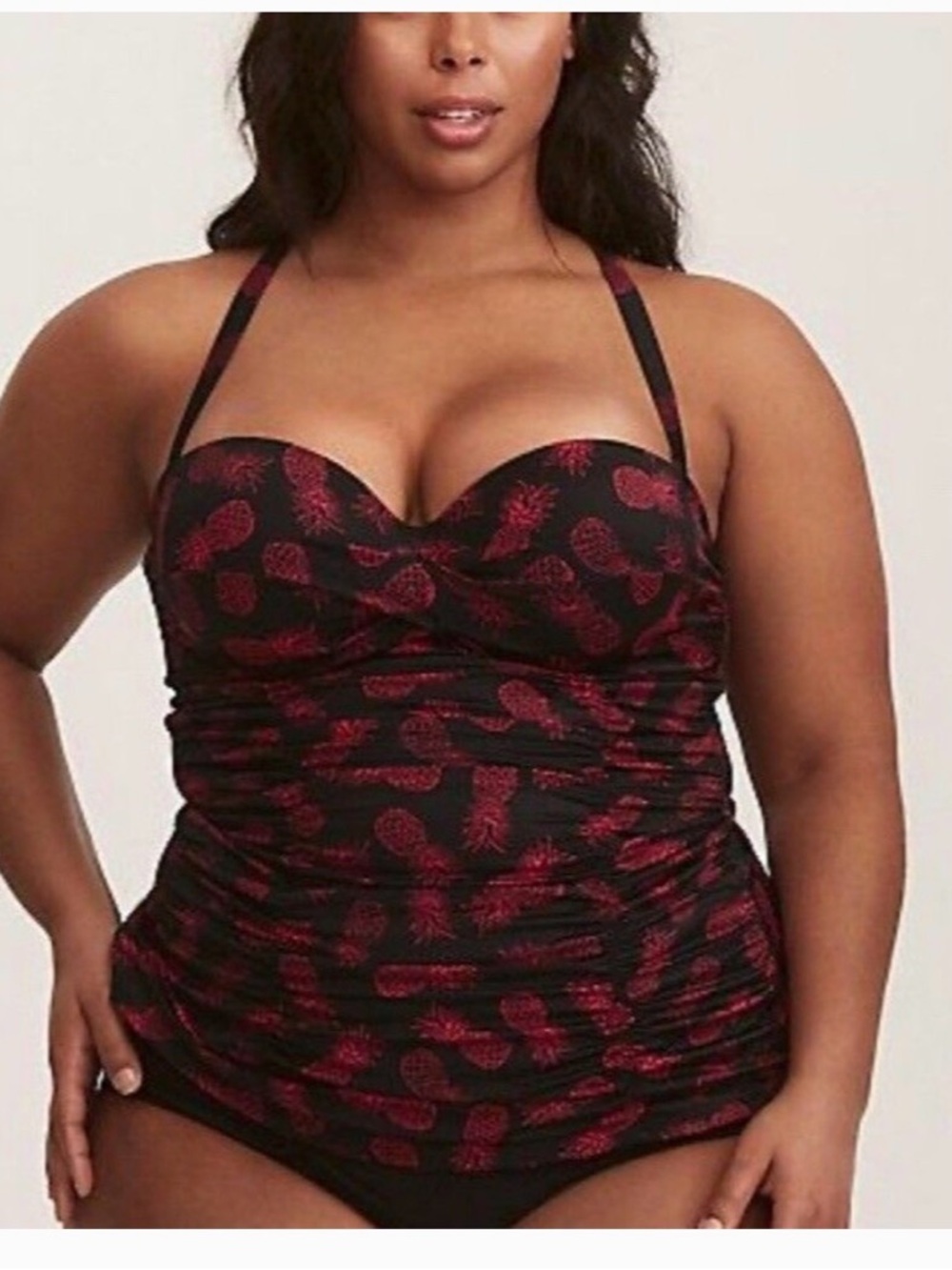 Torrid Swim Tankini Top Black & Pink
Pineapple Print Ruched Underwire